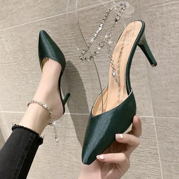 

beige heeled sandals buckle female shoe 2021 summer shallow mouth black stiletto girls high strap spring pointed comfort dress shoes