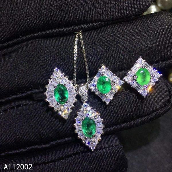 

fine jewelry natural emerald 925 sterling silver women pendant earrings ring set support test classic selling bracelet, & necklace, Black