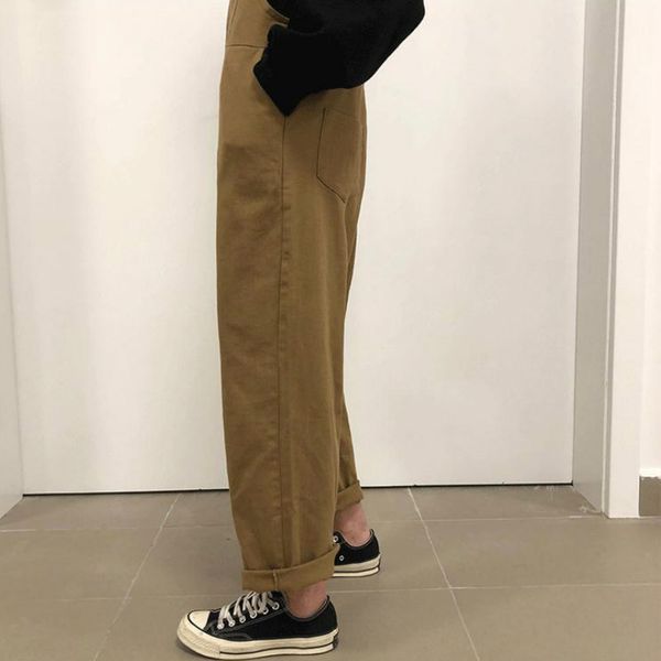 

2011Jumpsuits Women Solid Chic Retro Cargo Denim Overall Jumpsuit Preppy Ulzzang Leisure All-match Baggy Slouchy Suspender Trouser, Black