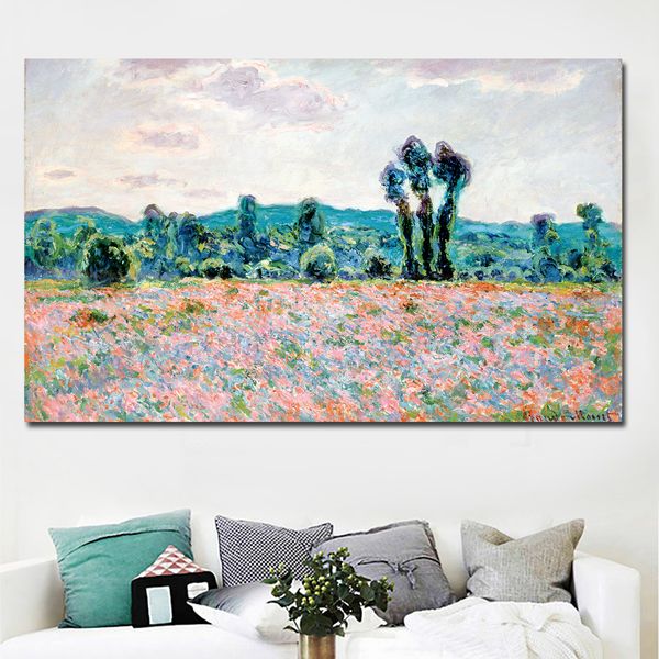 

monet wild poppy field sunrise landscape canvas painting wall impressionism art print poster pictures for living room cuadros home decor