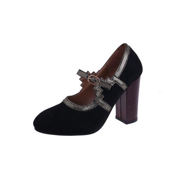 

shoes woman 8cm pumps women spring fashion round toe square heels dress party women's, Black