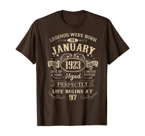 

legends were born in january 1923 97th birthday gift t-shirt, White;black