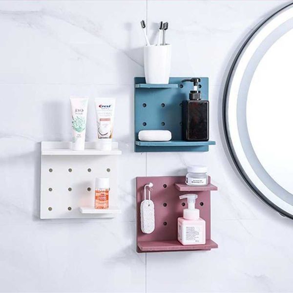 

hooks & rails punch-household hole board wall rack kitchen bathroom shelf hanging storage organizer diy decoration accessories