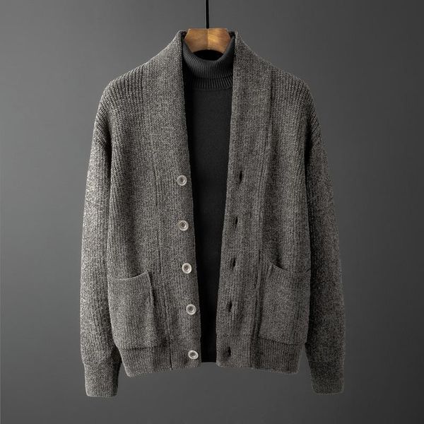 

men's sweaters autumn winter men cardigan coats slim warm thicken soft solid knitted sweater male korean casual clothes s21, White;black