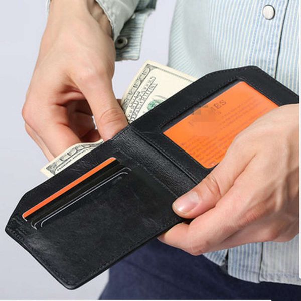 

the wallet men's short wallet leather small bag fashion customized, Black