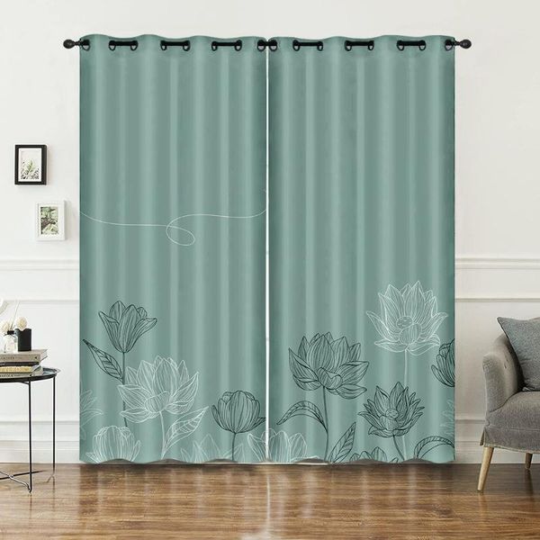 

chinese style lotus room decoration curtain background colourful summer vacation cloth bedroom rideau & drapes