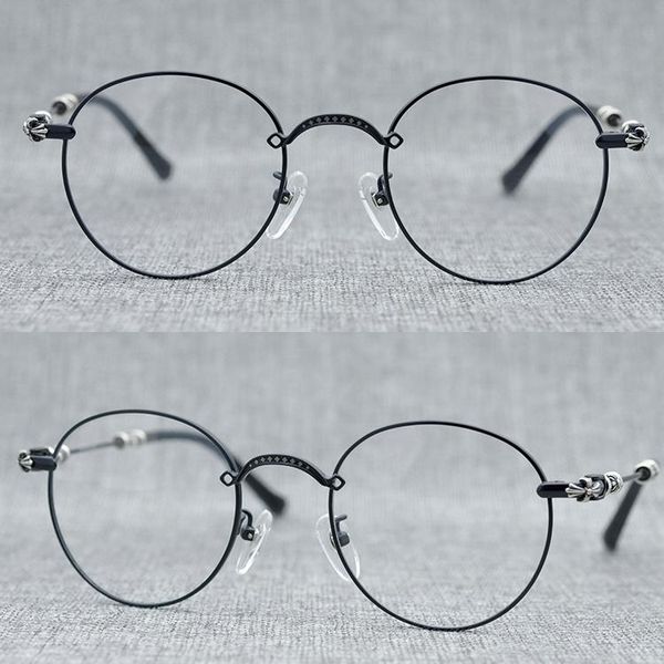 

fashion sunglasses frames metal eyeglasses frame men's round glasses all light prescription women's decorative, Black