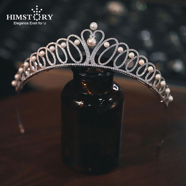 

hair clips & barrettes himstory design crystals and peals zircon tiaras de noiva wedding tiara bridal crowns sweet 16 party princess headban, Golden;silver