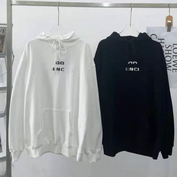 

fashion brand paris home 2021 autumn new mosaic letter simple leisure breathable terry couple's sweater, Black