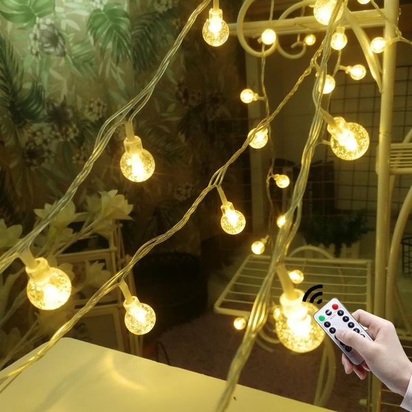 

strings led crystal bubble ball fairy lights string remote control battery operated garland outdoor waterproof christmas decoration