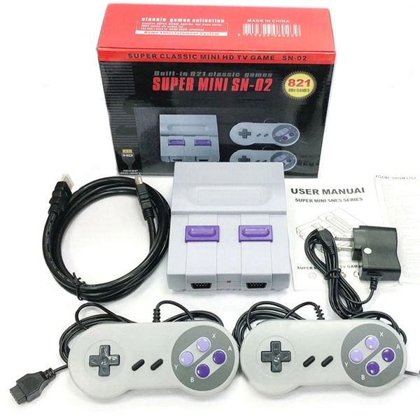 

8bit mini hd tv retro family video game console handheld built-in 821 classic for snes games dual gamepad player pal&ntsc