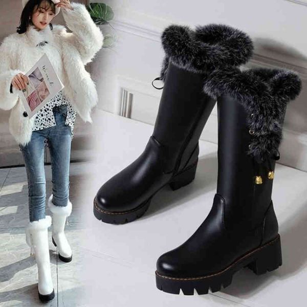 

boots botas de neve tubo longo inverno feminino pelÃºcia algodÃ£o quente calcanhar mÃ©dio fundo grosso versÃ¡til alta wowz, Black