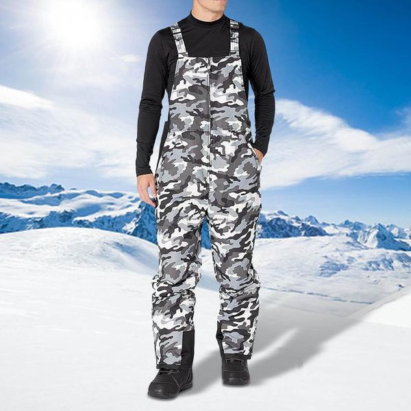 

trousers ski pants waterproof jumpsuit men's solid no warmer color pocket suspenders, Black