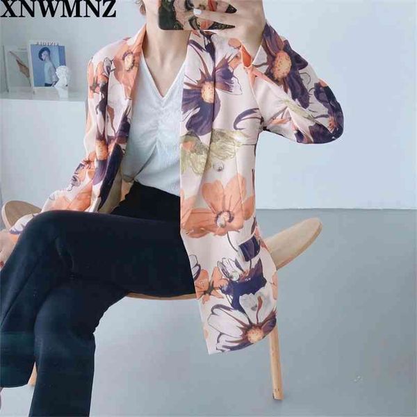 Blazer Frauen Zweireiher Langarm Mode Graffiti Print Büro Tragen Damen Blazer Taschen Jacke Outerwaer 210520