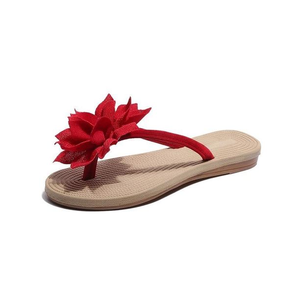 

outside flip-flops flower women slippers fashion casual female flat beach shoes plus size woman summer footwear, Black