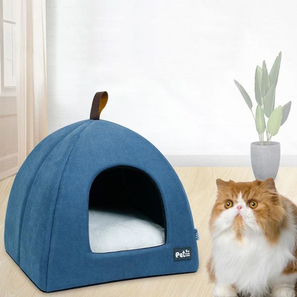 

cat beds & furniture detachable bed house breathable soft plush puppy cave washable foldable pet for small dog cats accessories