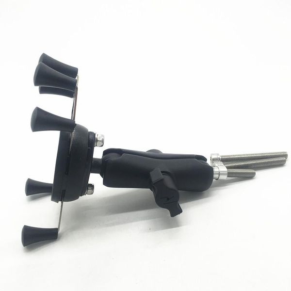 

motorcycle mirrors m8 screw clamp base mount with double socket arm & x-grip holder for phones moumt