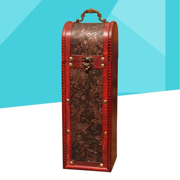 

storage bottles & jars retro packaging box chinese style wooden gift case pu leather single bottle container for party banquet ceremony -692