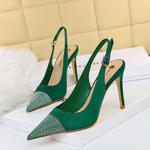 

dress shoes bigtree silver gray black women bridal wedding faux silk satin rhinestone crystal shallow woman pumps stiletto high heel