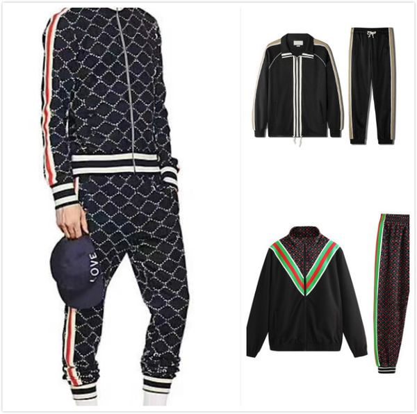 

21fw mens tracksuit letters print men suits casual cardigan jacket + pants fashion two pieces sets tracksuits sportsuit, Gray