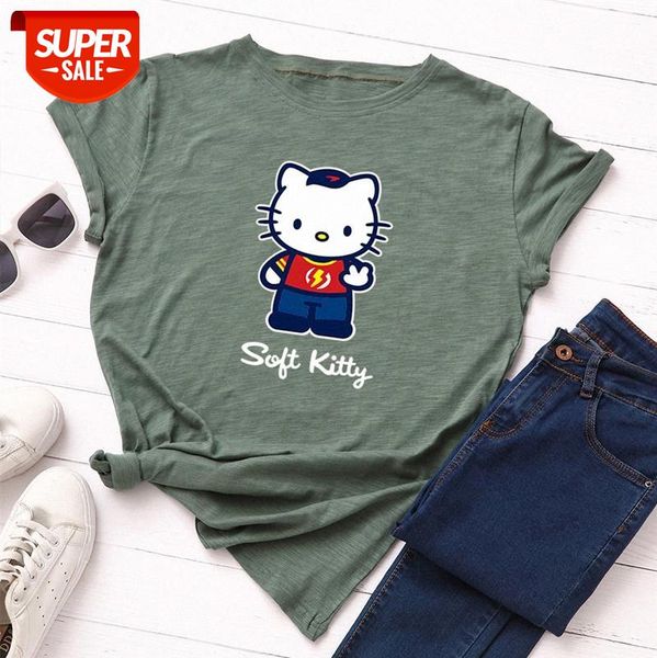 

women's loose round neck short-sleeved cotton t-shirt #sn2h, White