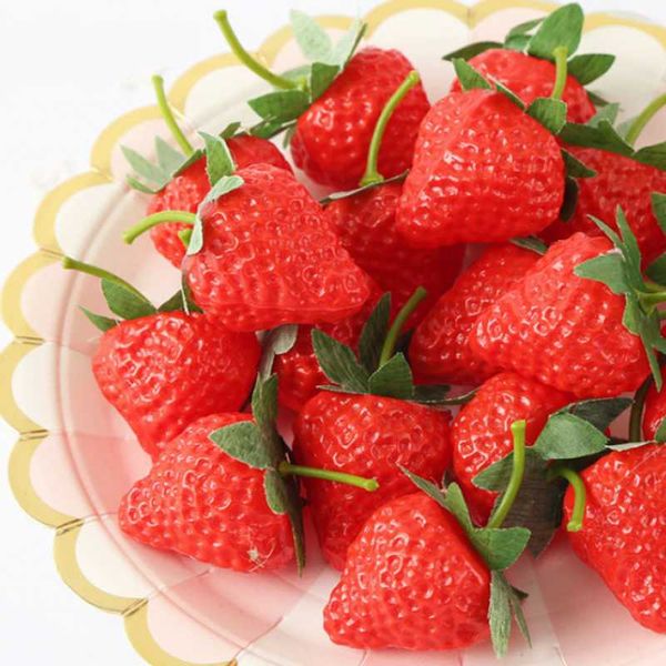 

party decoration 3pcs/set artificial fruit fake strawberry plastic simulation ornament craft pography props christmas home decor