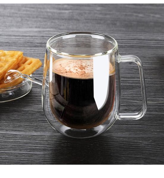 

creative glass double coffee cup simple water wine glasses