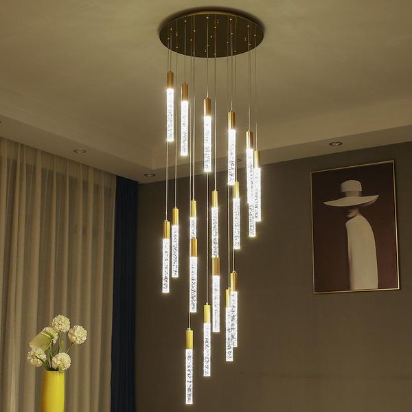 

pendant lamps el lobby crystal bubble led chandelier stick droplight living room staircase fixture home lighting