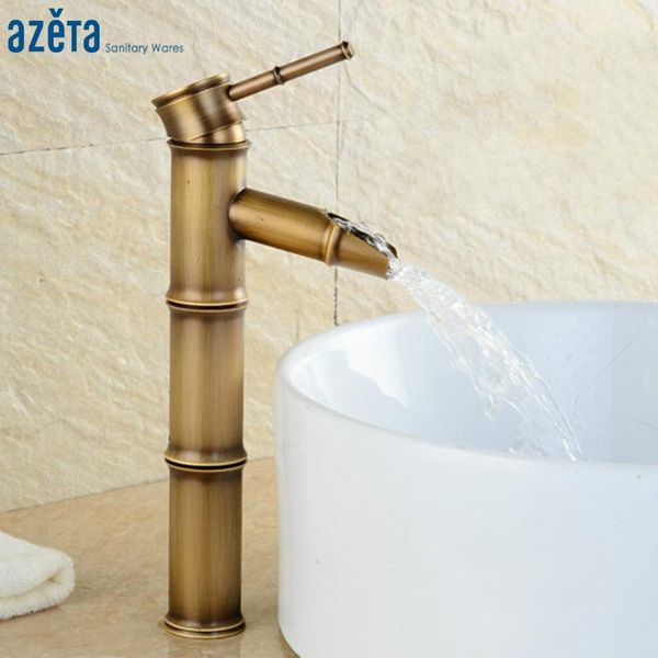 

bathroom sink faucets european retro style antique 3 section of bamboo basin tap brass single handle & cold water faucet at6306a