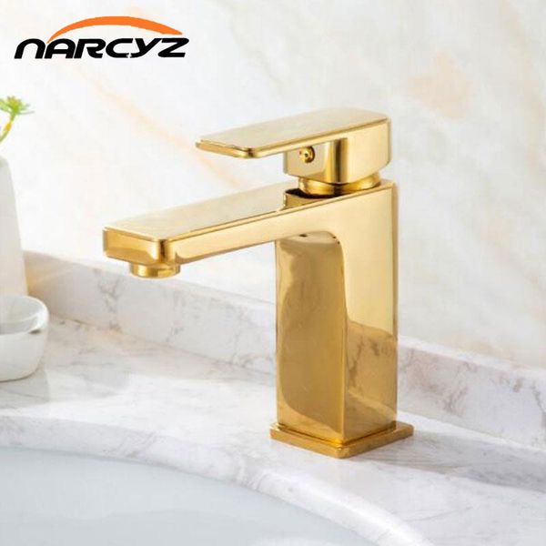 

bathroom sink faucets nordic brass golden square wash basin and cold water faucet light luxury simple single hole xt862