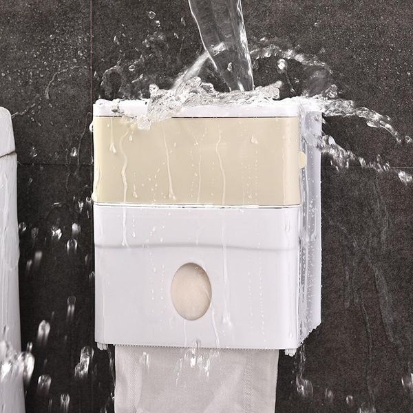 Doku Kutuları Peçeteler Yaratıcı Çift Decker Su Geçirmez Banyo Kutusu Tuvalet Kağıdı Macun Yok Havlu Çekme Markası