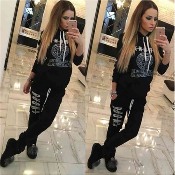 

women's tracksuits new ladies hoodies sweatshirt long pants sportwear costumes women sweat suit 2 piece set jogging wholesale 6x4r, Gray