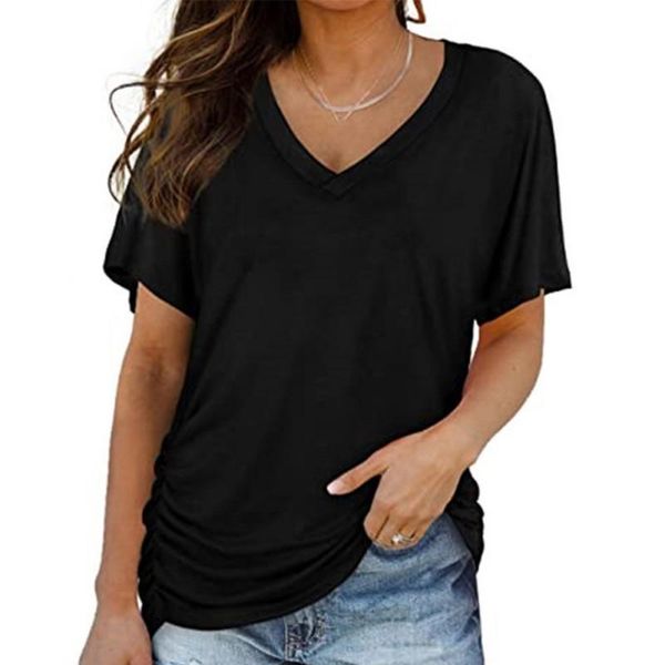 

women's t-shirt explosive products side shading short sleeve, White