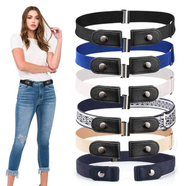 

belts women canvas buckle-waist jeans pants no buckle stretch elastic designer belt invisible flexibility, Black;brown