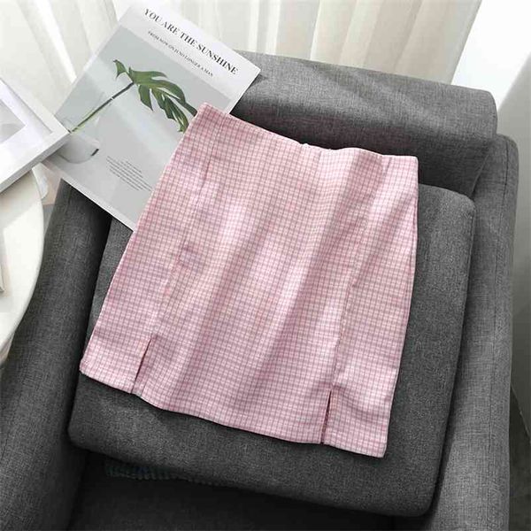

original girls soft plaid mini skirts vintage ladies elegant slim short skirt women high waist fashion skirts female chic 210412, Black