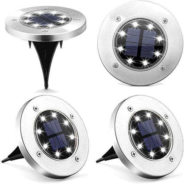 Lâmpadas Solares 8 LED Lâmpada à Terra ao ar livre Paisagem Lawn Law Yard Stair Underground Night Night Light Garden Ponto Solaire Exterieur