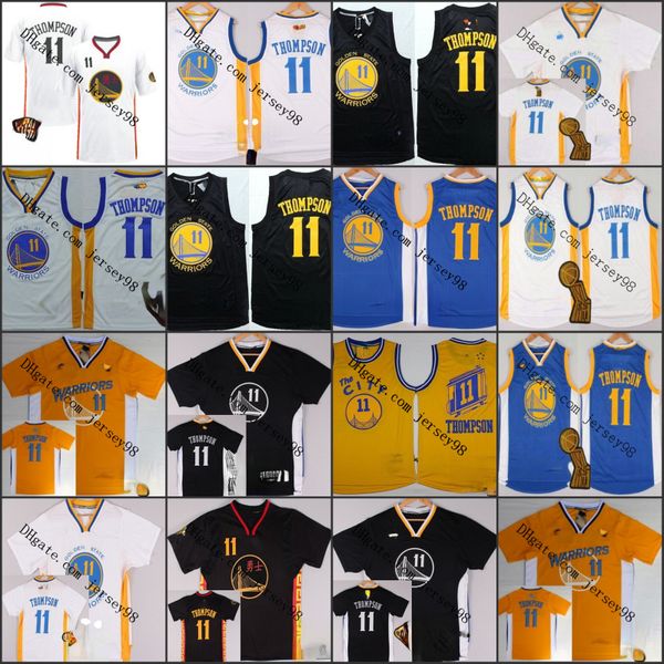 

golden state warriors men #11 klay thompson retrobasketball jersey, Black