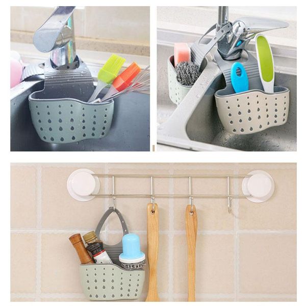 

storage boxes & bins sink shelf soap sponge drain rack rubber basket bag faucet holder adjustable kitchen accessory hanging organizers