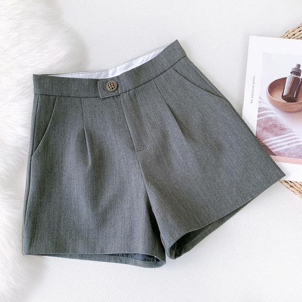

autumn korean women simple solid high waist suit shorts temperament formal wear casual wide leg women's, White;black