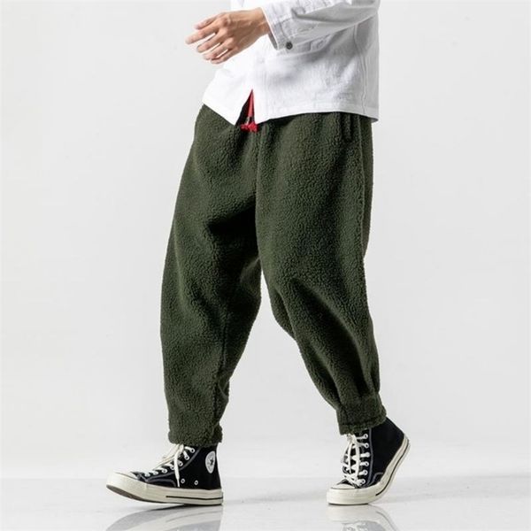 

houzhou men's winter pants black trousers male casual fleece pants fleeced clothing khaki harajuku korean streetwear hip hop 5xl 211201