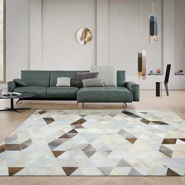 

carpets nordic style luxury cowhide seamed striped carpet natural cow skin fur for living room decoration office
