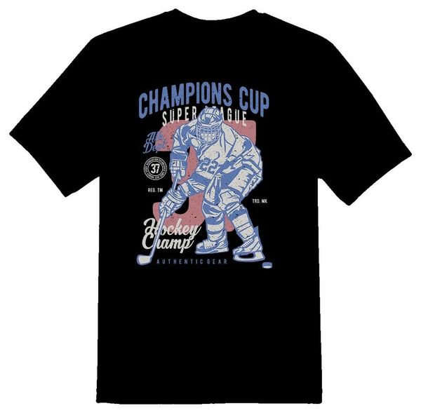 

champions cup hockey tee shirt black or white, White;black