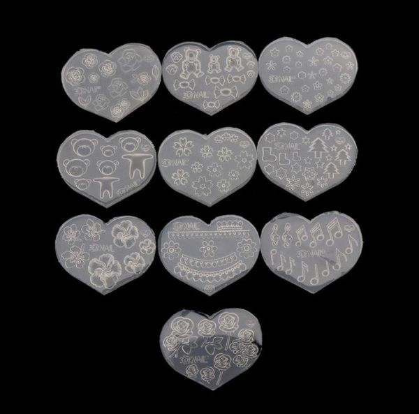 

craft tools r66b 10pcs mini size nail art silicone mold cat bear flower letter template acrylic gel resin jewelry making