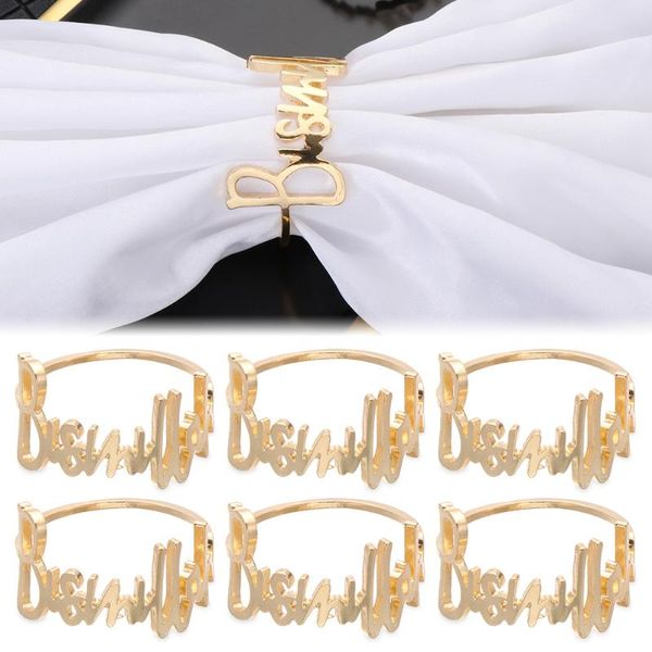 

napkin rings 1/6pcs letters kitchen party towel holder alloy metal buckle wedding dinner table decoration accessories