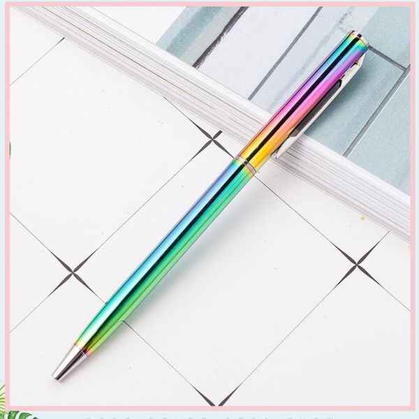 

pcs rainbow colorful ball pen rotating metal ballpoint stationery ballpen office & school supplies pens, Blue;orange