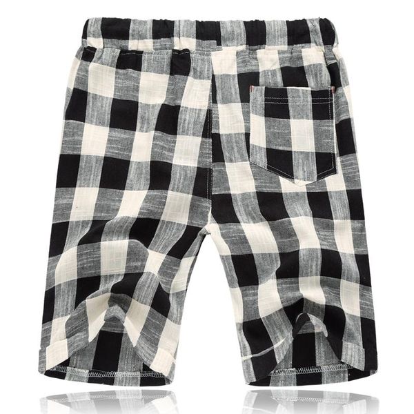 

summer 2021 men's bermuda casual shorts loose straight cotton beach plaid short pants male brand, White;black