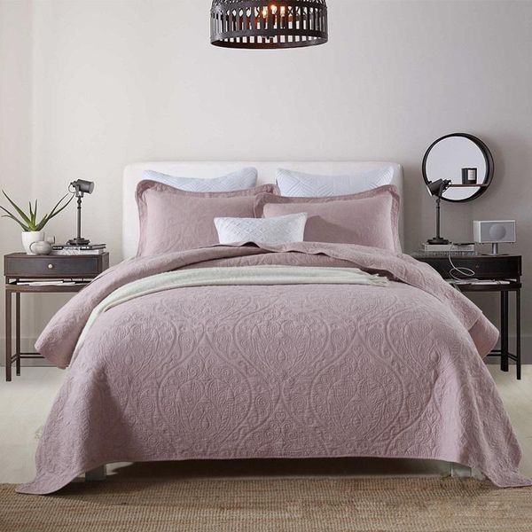 

comforters & sets chausub white bedspread 3-piece quilt and pillow shams embroidered cotton quilts bed cover king queen size summer coverlet