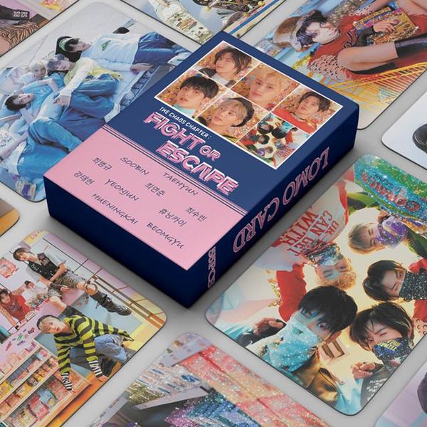 

jewelry pouches, bags 55pcs/set kpop txt lomo card fight or escape pocard tomorrow x together cards k- hd double-side, Pink;blue