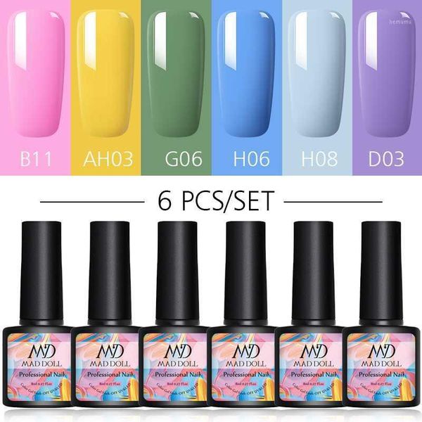 

doll 6 pcs/kit 30 colors 8ml uv gel nail polish set color led varnish semi permanent soak off glitter1, Red;pink