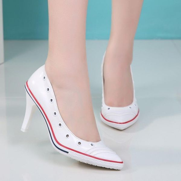 

dress shoes 2021 woman autumn european and american fashion female single rrivet high 8cm with fine shallow mouth pump, Black